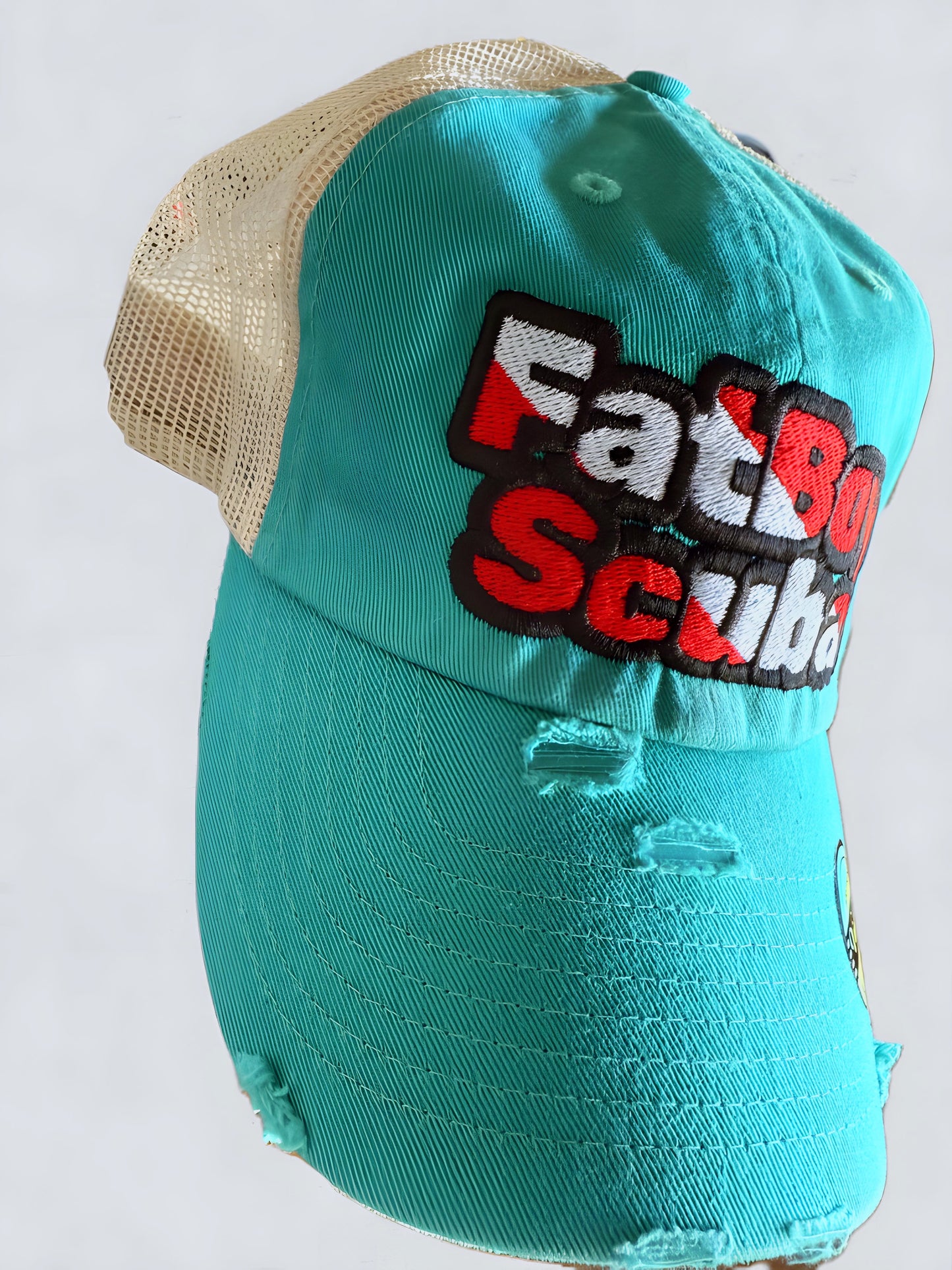 FatBoy Scuba Turquoise Distressed Hat – Bold, Beachy, Unstoppable