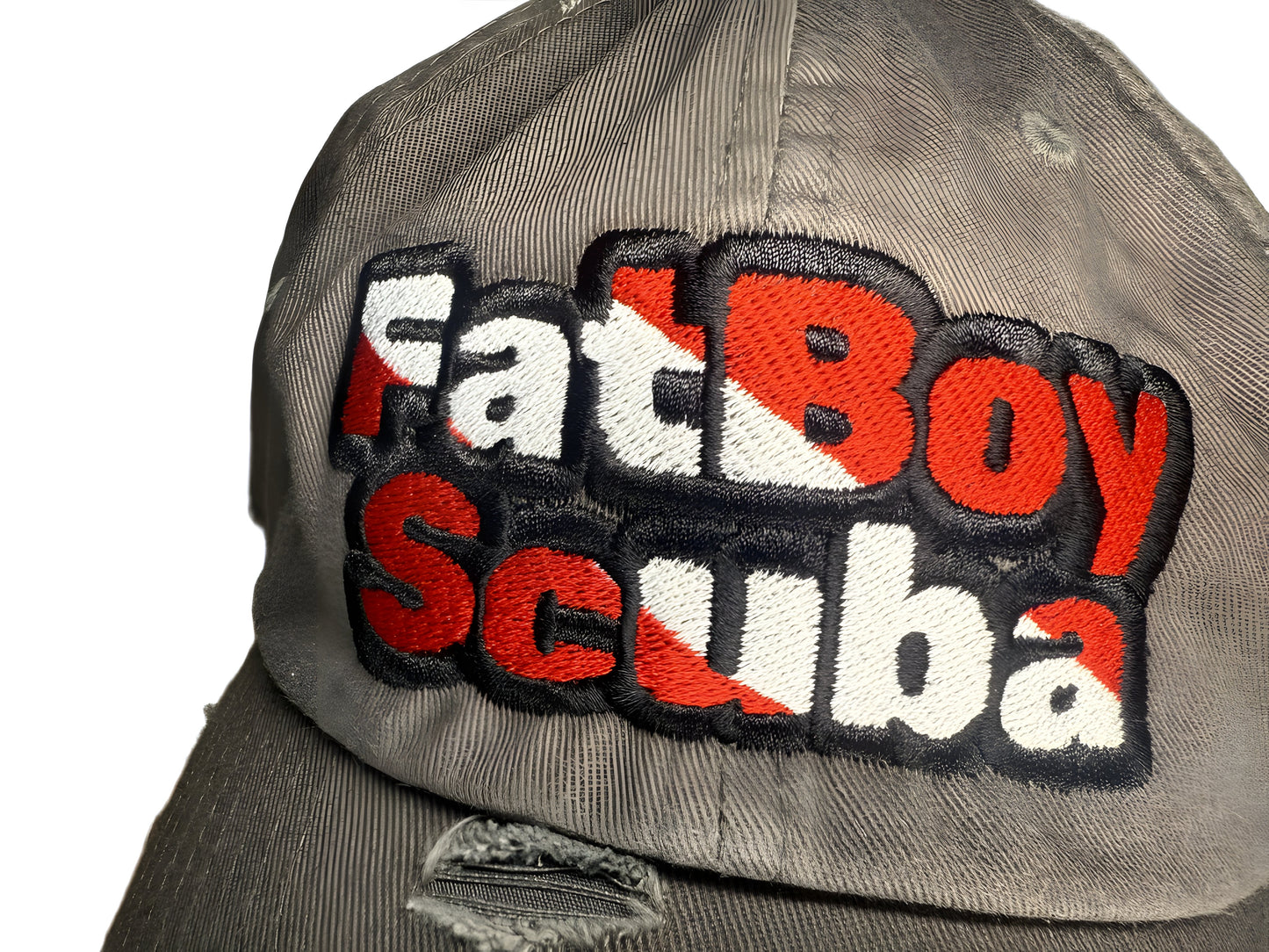 FatBoy Scuba Gray Distressed Hat – Laid-Back Look, Dive-Ready Vibes