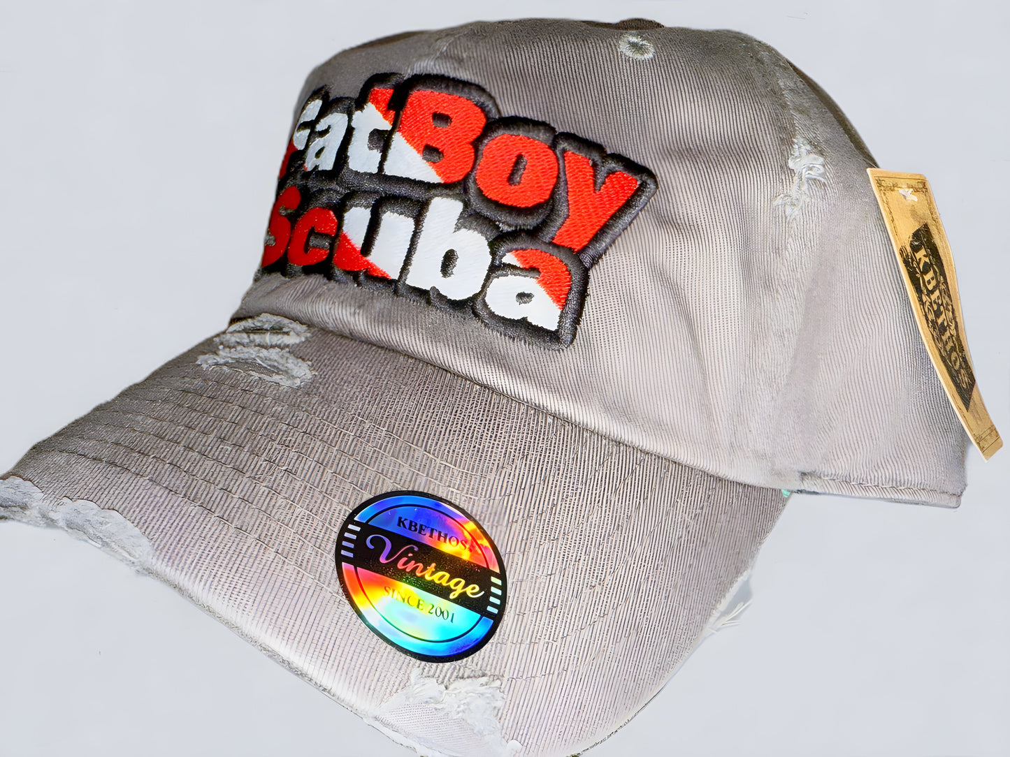 FatBoy Scuba Gray Distressed Hat – Laid-Back Look, Dive-Ready Vibes