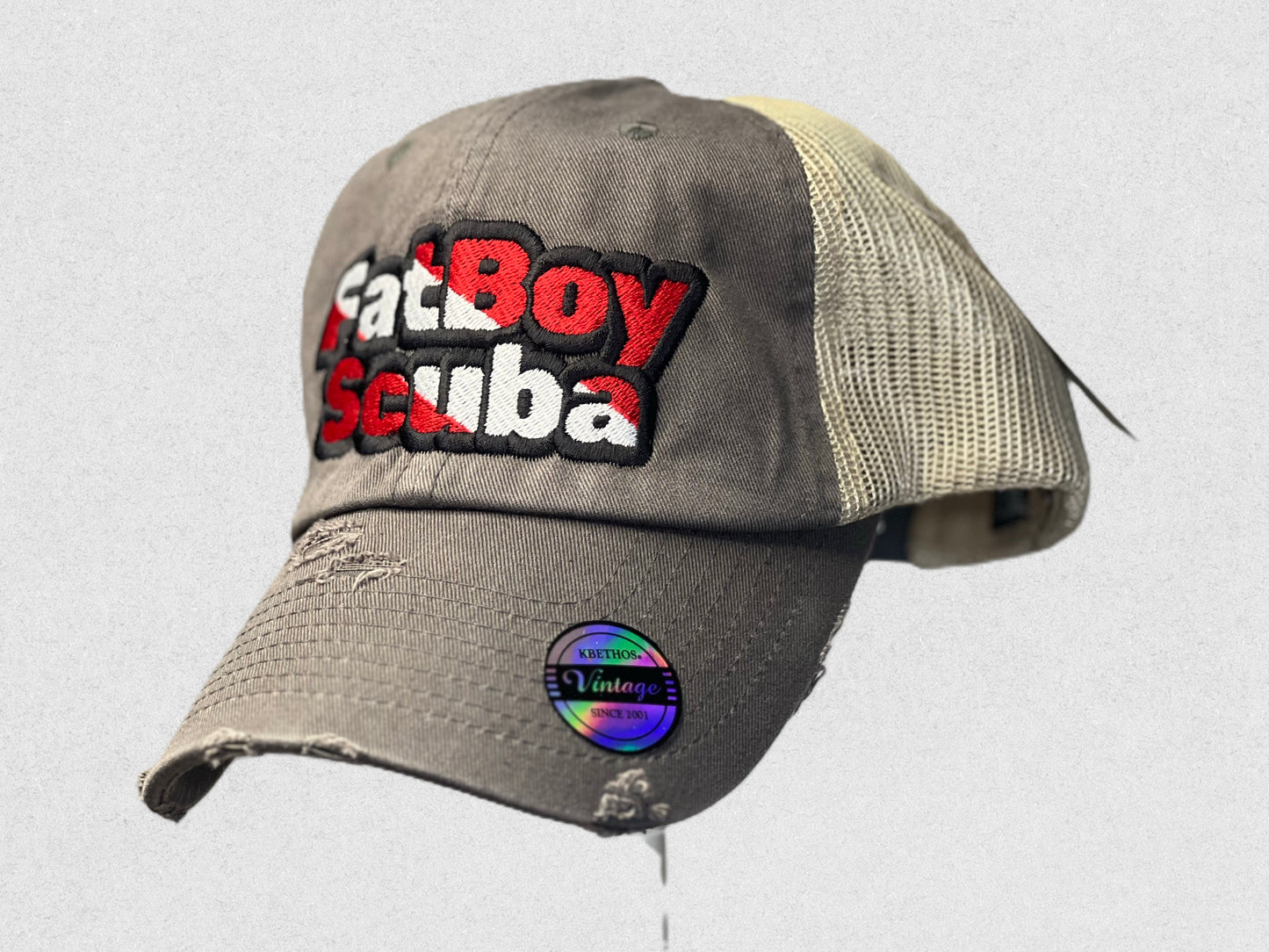 Gray FatBoy Scuba Distressed Hat – Laid-Back Style with an Edge