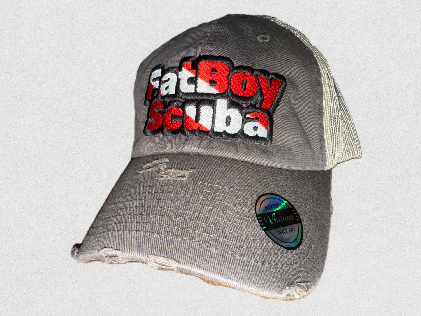 Gray FatBoy Scuba Distressed Hat – Laid-Back Style with an Edge